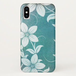 Beautiful Teal and White Flower Design Case-Mate iPhone Case