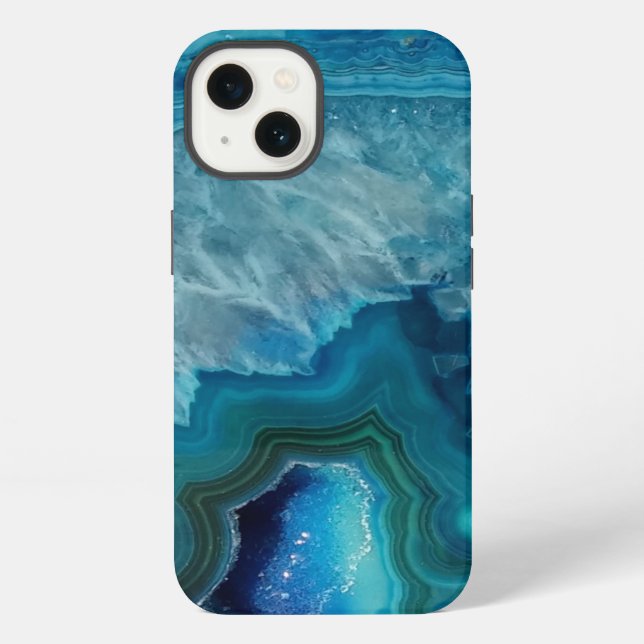 Beautiful Teal Blue Agate Stone iPhone Case (Back)