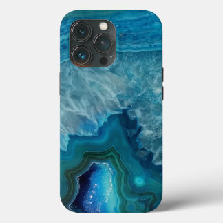 Beautiful Teal Blue Agate Stone OtterBox iPhone Ca 13 Pro Case