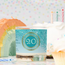 Beautiful Teal Blue & Gold Glitter 20th Birthday