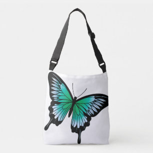 Beautiful Teal Butterfly Cross Body Tote Bag