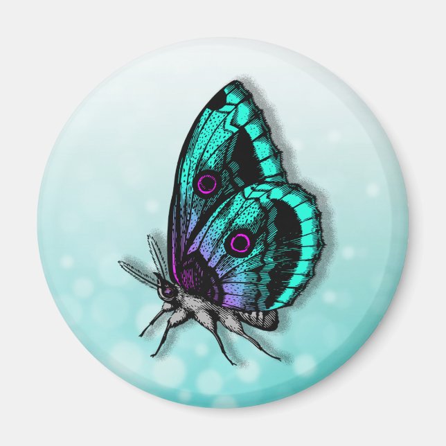Beautiful Teal Butterfly Magnet (Front)