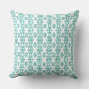Beautiful Teal Geometric Shape Pattern Throw Pillow