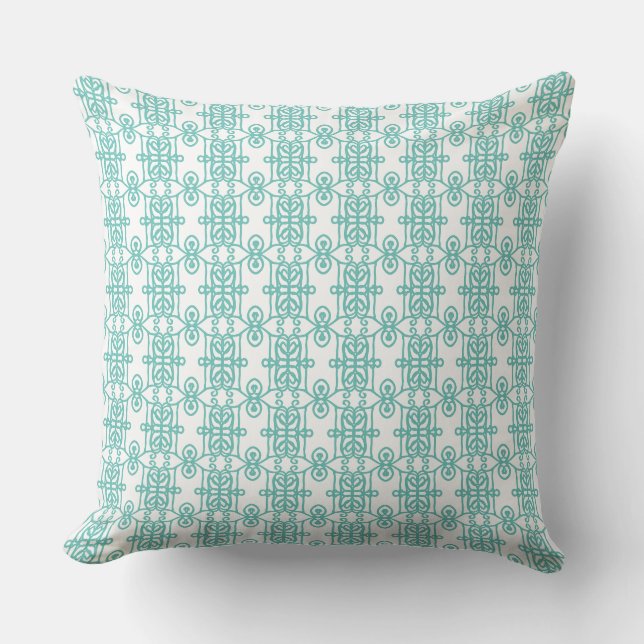 Beautiful Teal Geometric Shape Pattern Throw Pillow (Front)