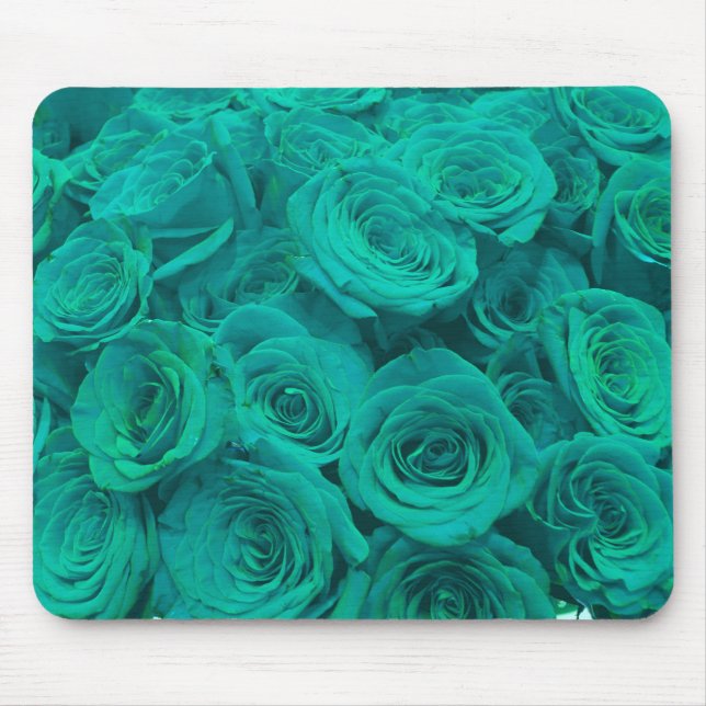 Beautiful teal green roses teal flowers  mouse pad (Front)