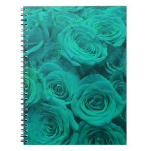 Beautiful teal green roses teal flowers notebook