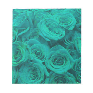 Beautiful teal green roses teal flowers  notepad