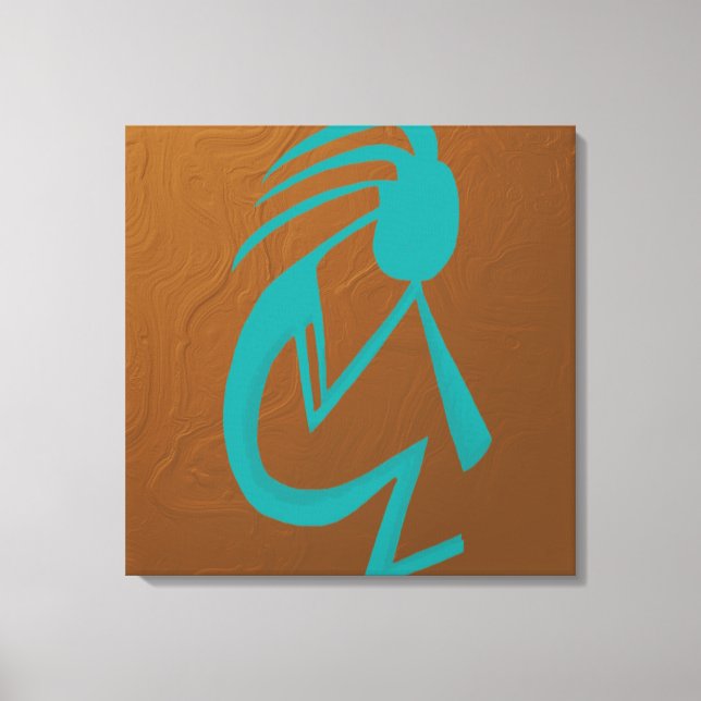 Beautiful Teal Kokopelli Painting Canvas Print (Front)