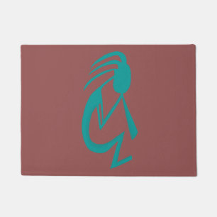 Beautiful Teal Kokopelli Painting Doormat
