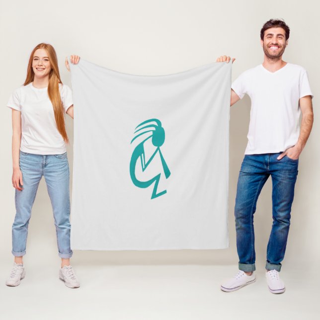 Beautiful Teal Kokopelli Painting Fleece Blanket (In Situ)