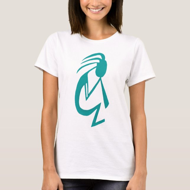 Beautiful Teal Kokopelli Painting T-Shirt (Front)