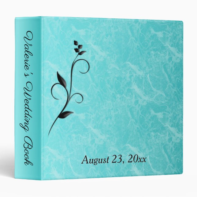 Beautiful Teal Marble Custom Wedding Binder (Front/Spine)
