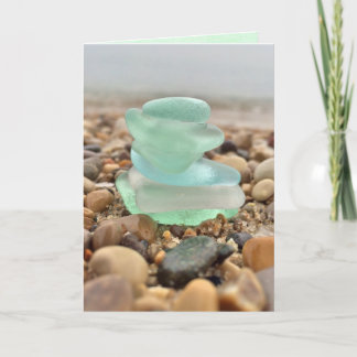 Beautiful Teal Seaglass Beach Thinking of You Card