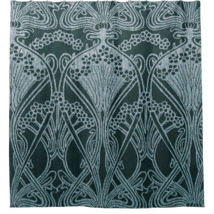 Beautiful,teal silver,art nouveau pattern,floral,m