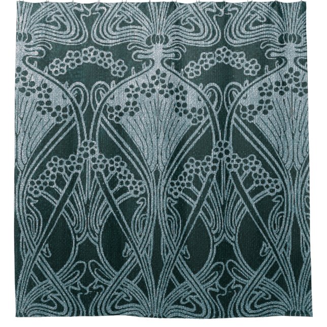 Beautiful,teal silver,art nouveau pattern,floral,m (Front)