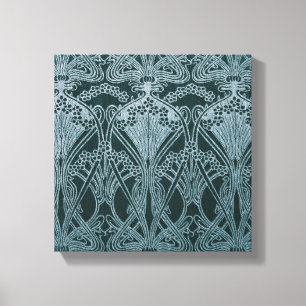 Beautiful,teal silver,art nouveau pattern,floral,m canvas print