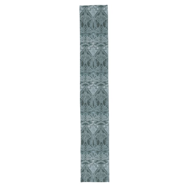 Beautiful,teal silver,art nouveau pattern,floral,m long table runner (Front)