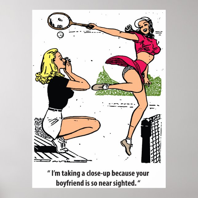 Beautiful Tennis Player, Humour, Vintage Poster (Front)