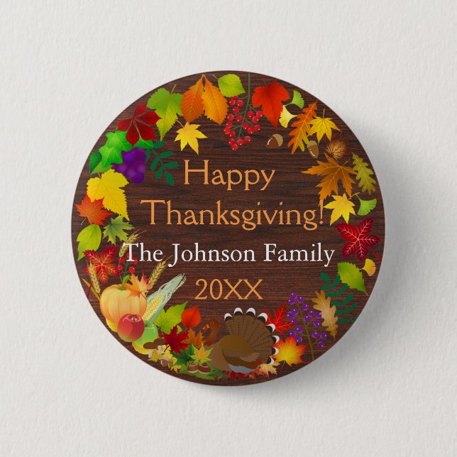 Beautiful Thanksgiving Harvest 2 Inch Round Button (Front)