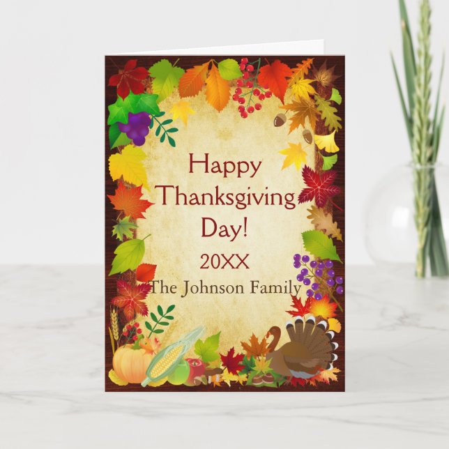 Beautiful Thanksgiving Harvest Holiday Card (Front)