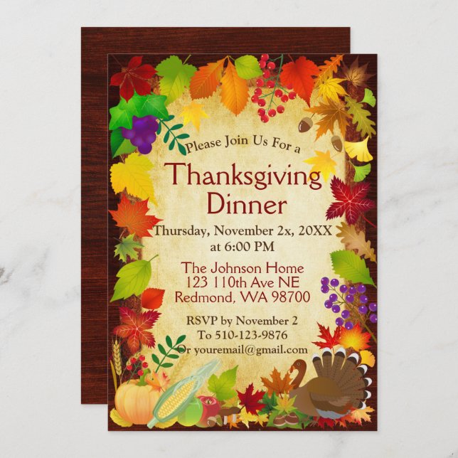 Beautiful Thanksgiving Harvest Invitation (Front/Back)