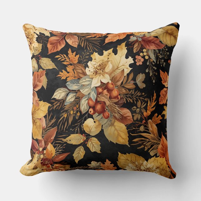 Beautiful Thanksgiving Leafs Pattern Throw Pillow (Front)