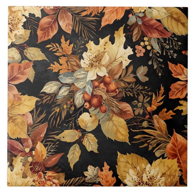 Beautiful Thanksgiving Leafs Pattern Tile (Front)