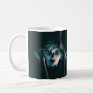 Beautiful thinking female. Customizable text on Coffee Mug