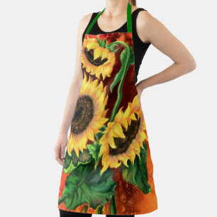 Beautiful Three Sunflowers - Migned Art Painting Apron