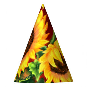 Beautiful Three Sunflowers - Migned Art Painting Party Hat