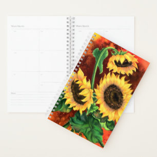 Beautiful Three Sunflowers - Migned Art Painting - Planner