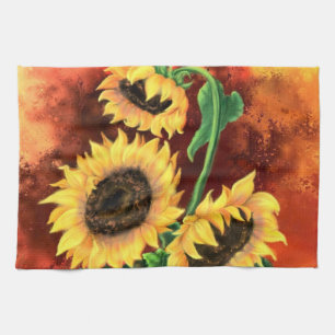 Beautiful Three Sunflowers - Painting Kitchen Towel