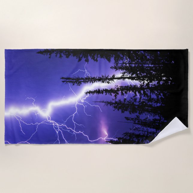 beautiful thunder over the forest beach towel (Front)