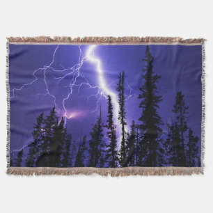 beautiful thunder over the forest throw blanket