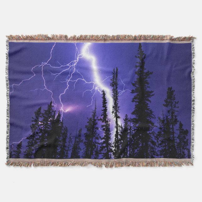 beautiful thunder over the forest throw blanket (Front)