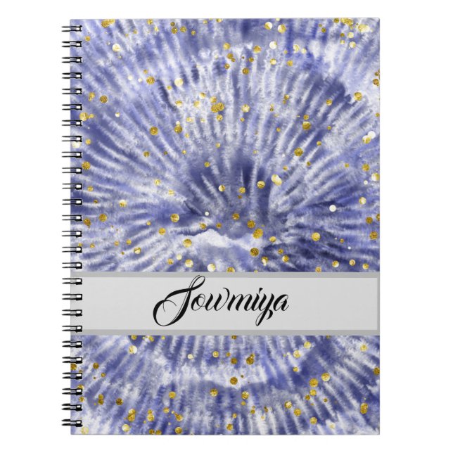 Beautiful  tie and dye pattern personalized  notebook (Front)