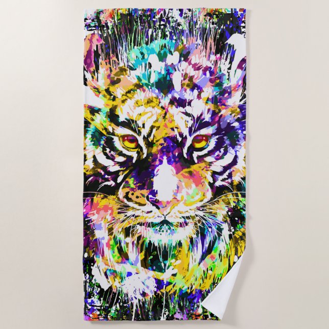 Beautiful Tiger | Colourful Tiger Beach Towel (Front)