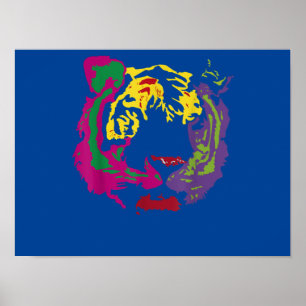 Beautiful Tiger Face Rasta Colours Style Poster