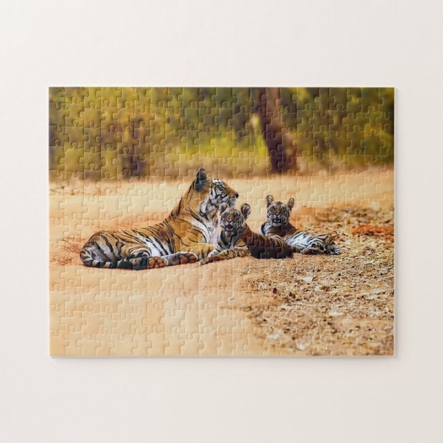 Beautiful Tiger Family, Jigsaw Puzzle (Horizontal)