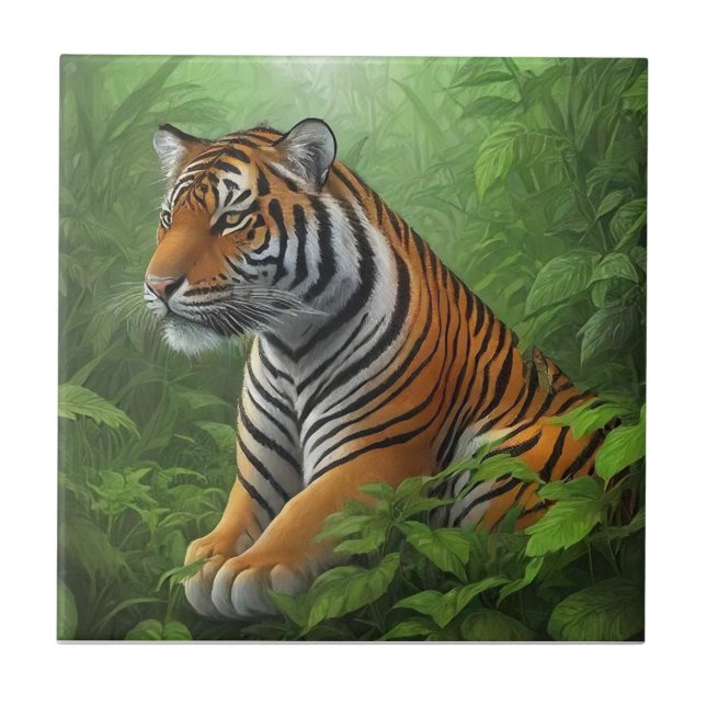 Beautiful tiger in jungle tile (Front)