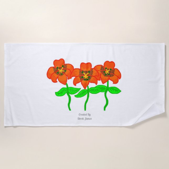 Beautiful Tiger Lilies Beach Towel (Front)