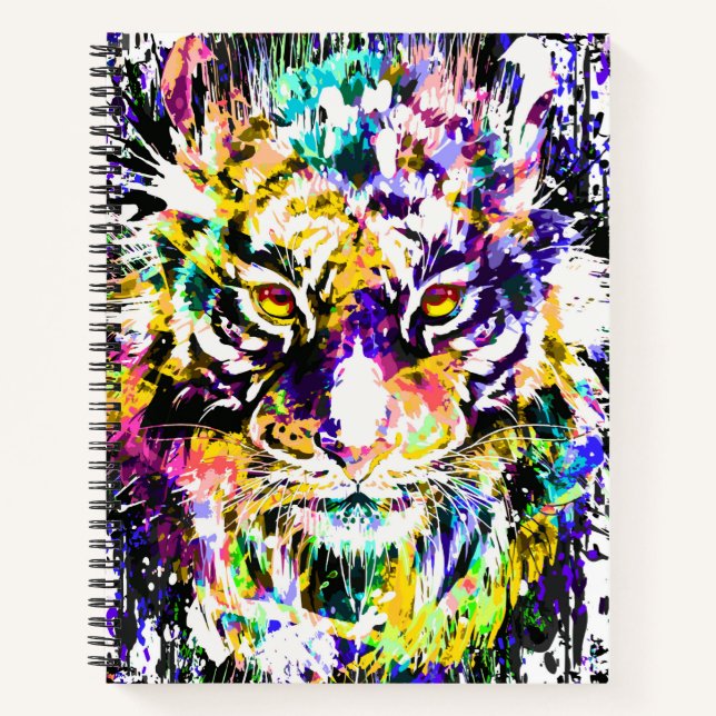 Beautiful Tiger Notebook - Colourful Tiger Artwork (Front)