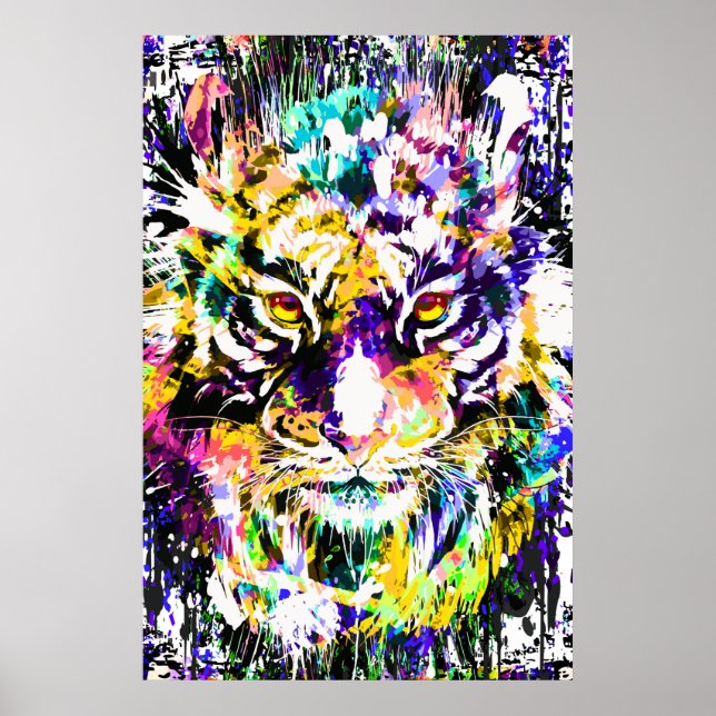 Beautiful Tiger Poster | Colourful Tiger Poster (Front)