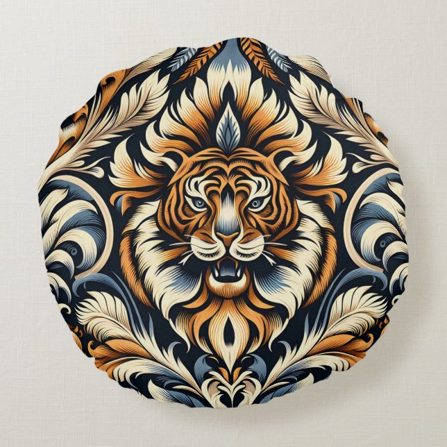 Beautiful Tiger Round Pillow (Back)