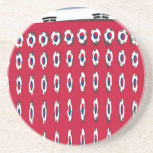 Beautiful Tiny Korean Flag Design A Red Base Print Coaster