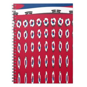 Beautiful Tiny Korean Flag Design A Red Base Print Notebook