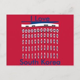 Beautiful Tiny Korean Flag Design A Red Base Print Postcard