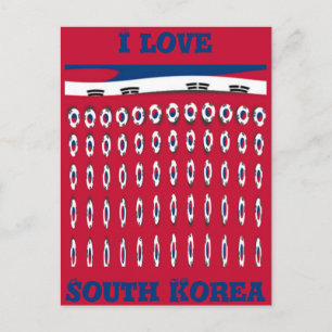Beautiful Tiny Korean Flag Design A Red Base Print Postcard