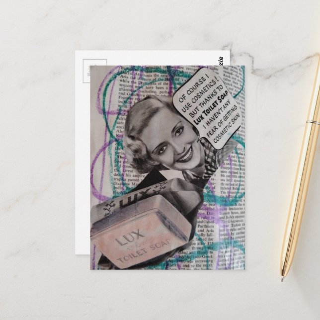Beautiful Toilet Soap Woman Collage Postcard (Front/Back In Situ)