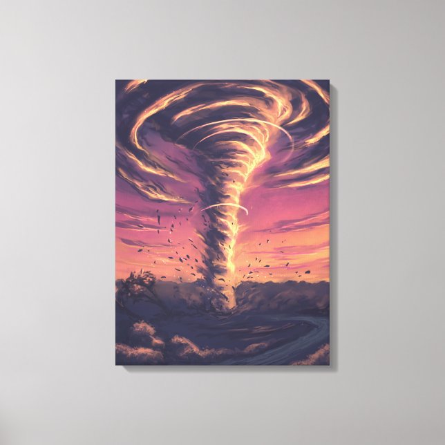 Beautiful tornado at the sunset canvas print (Front)